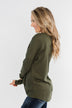 In Your Arms Thermal Twist Top- Olive