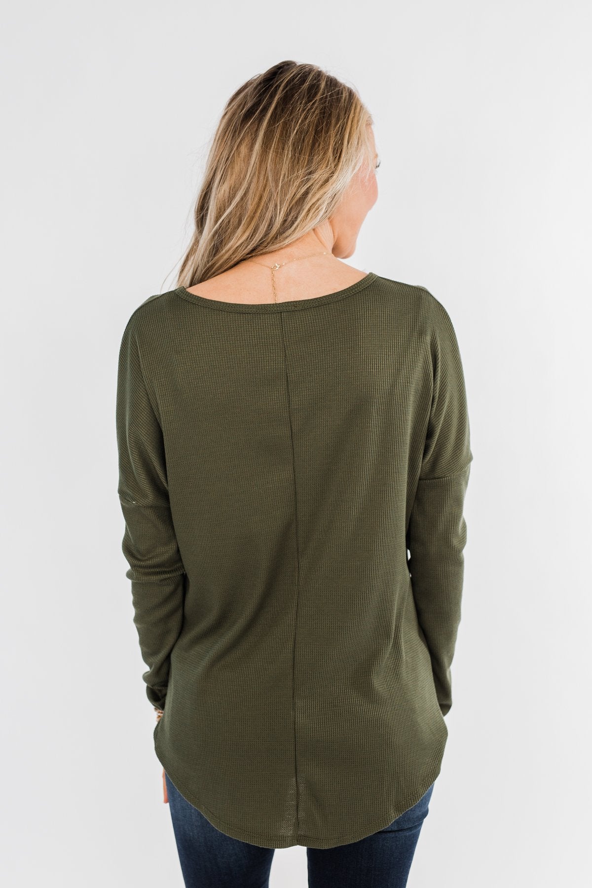 In Your Arms Thermal Twist Top- Olive
