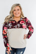 Fantastic Floral 1/4 Zip Hoodie- Burgundy