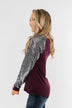 Caught My Eye Sequin Top- Plum