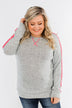 Pep In My Step Stripe Pullover Top- Heather Grey