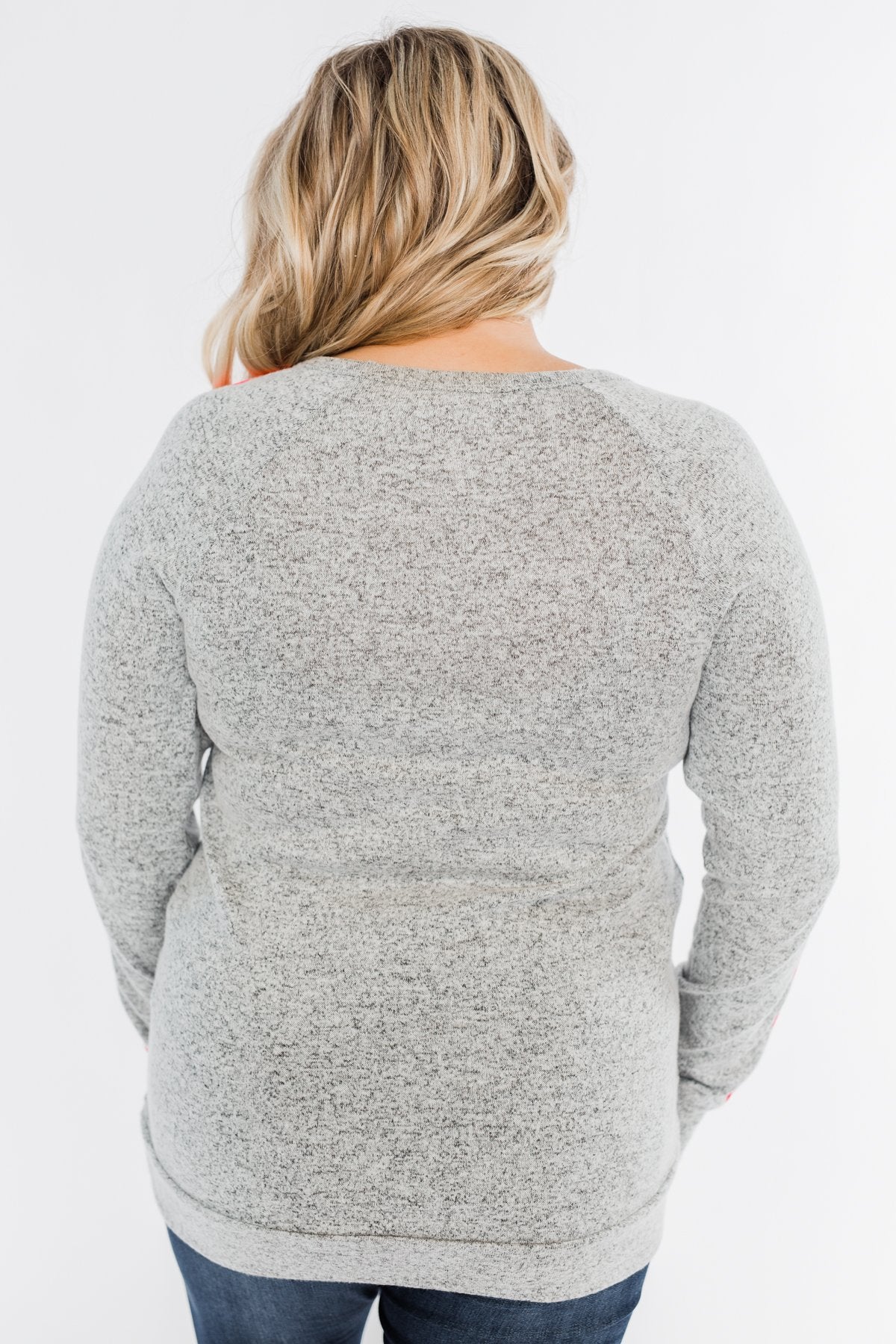 Pep In My Step Stripe Pullover Top- Heather Grey