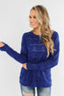 Royal Harmony Open Knit Sweater- Royal Blue
