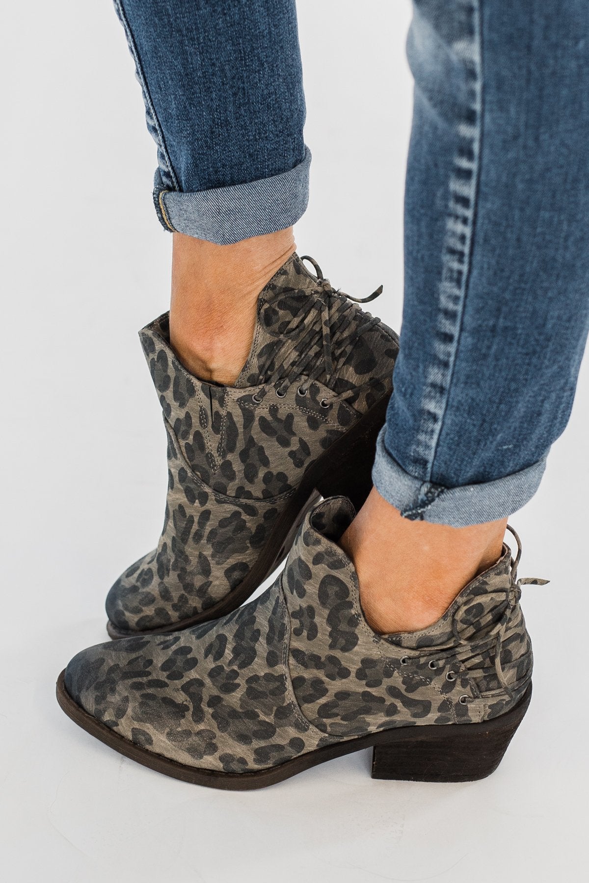 Grey leopard booties hotsell