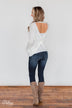 Twist of Love Back Detail Thermal Top- White