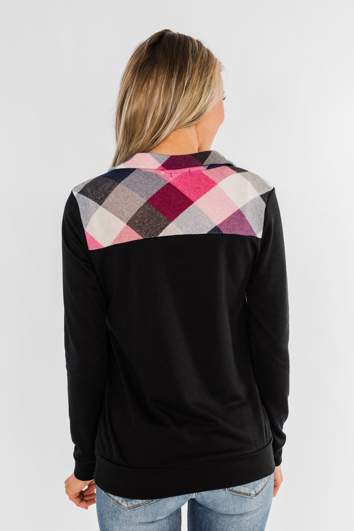 Dancing In The Dark Quarter Zip Pullover- Black
