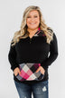 Dancing In The Dark Quarter Zip Pullover- Black