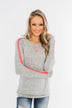 Pep In My Step Stripe Pullover Top- Heather Grey