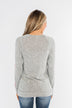 Pep In My Step Stripe Pullover Top- Heather Grey