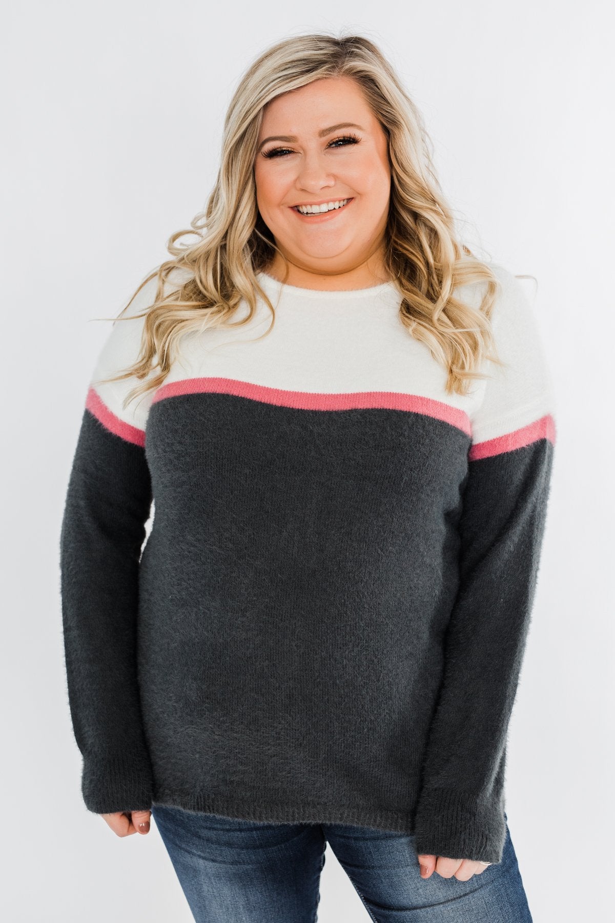 Wishing For You Color Block Sweater- Ivory & Charcoal