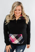 Dancing In The Dark Quarter Zip Pullover- Black