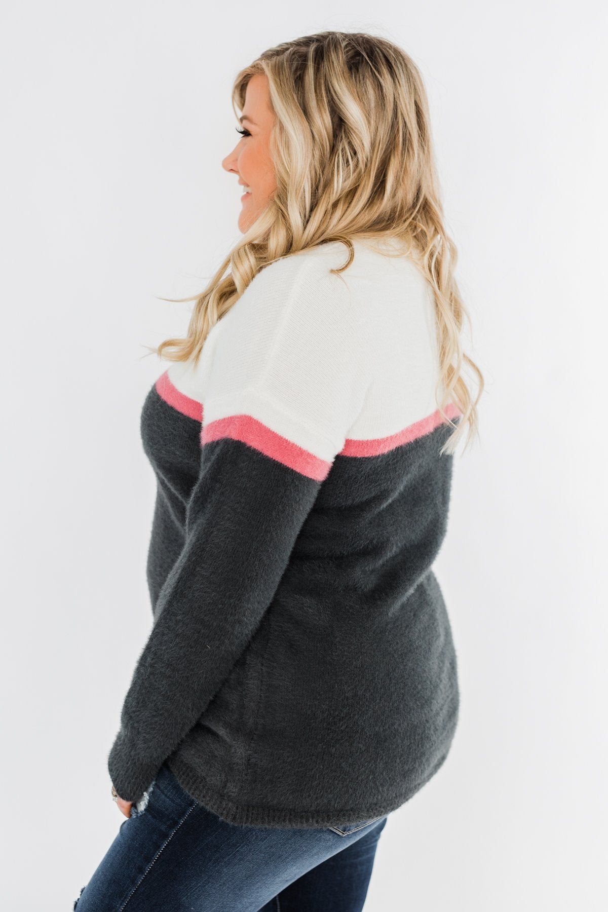 Wishing For You Color Block Sweater- Ivory & Charcoal