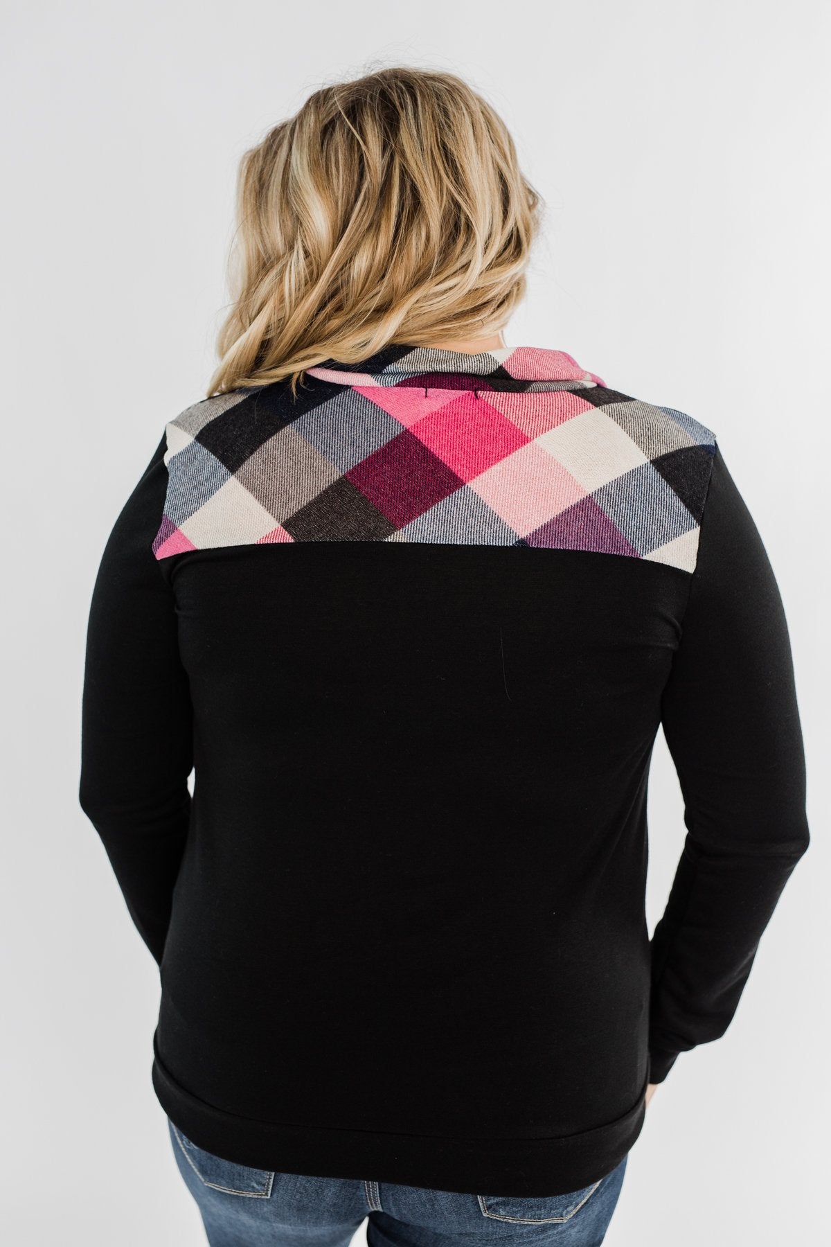 Dancing In The Dark Quarter Zip Pullover- Black
