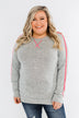 Pep In My Step Stripe Pullover Top- Heather Grey