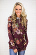 Floral Cowl Neck Tunic Top ~ Eggplant