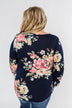 Lovely Feelings Long Sleeve Floral Blouse- Navy