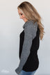 Knit Cowl Neck Top- Black & Charcoal
