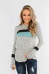 Only A Matter Of Time Hoodie- Heather Grey & Mint Blue