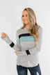 Only A Matter Of Time Hoodie- Heather Grey & Mint Blue