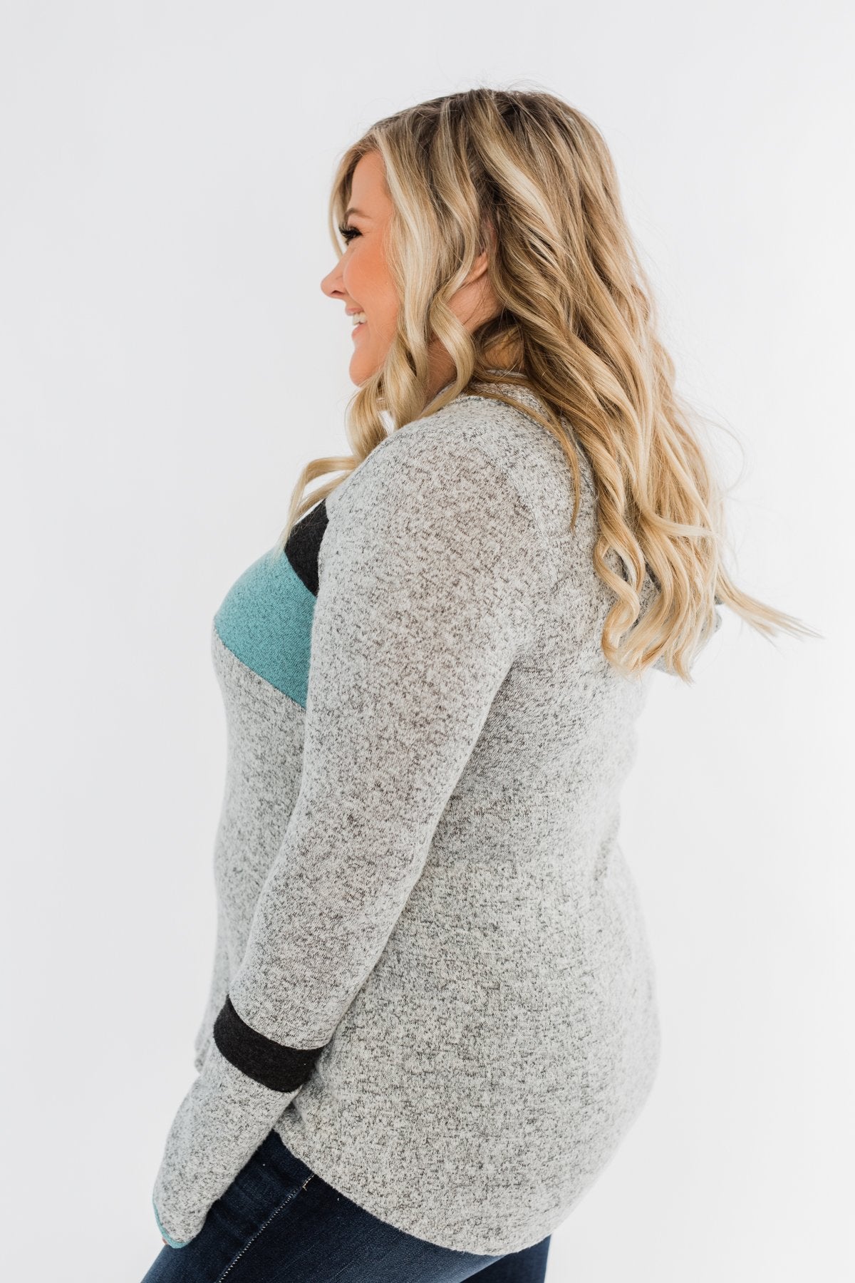 Only A Matter Of Time Hoodie- Heather Grey & Mint Blue