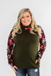 Easy On The Eyes Floral Double Hoodie- Army Green