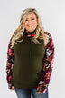 Easy On The Eyes Floral Double Hoodie- Army Green