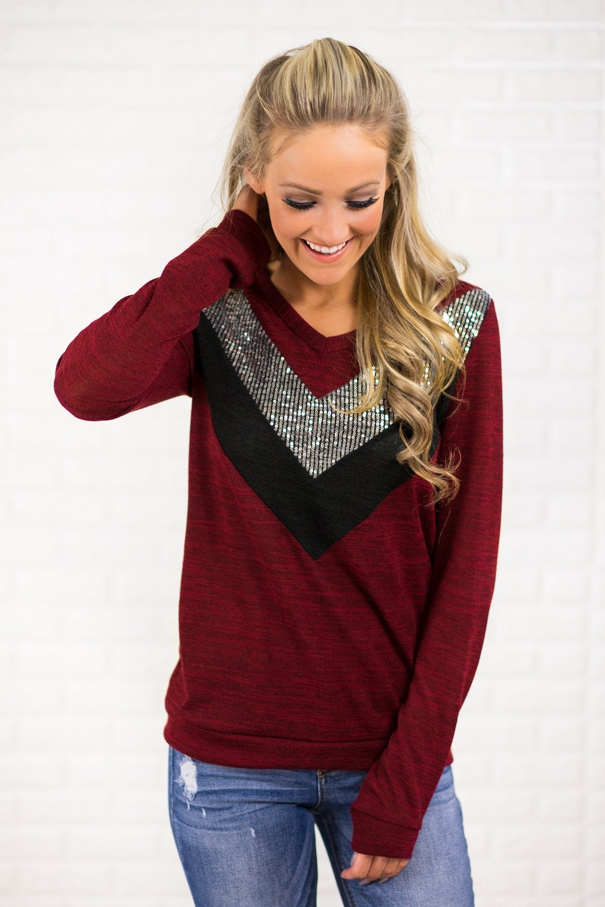 Sassy in Sequins Top ~ Cranberry