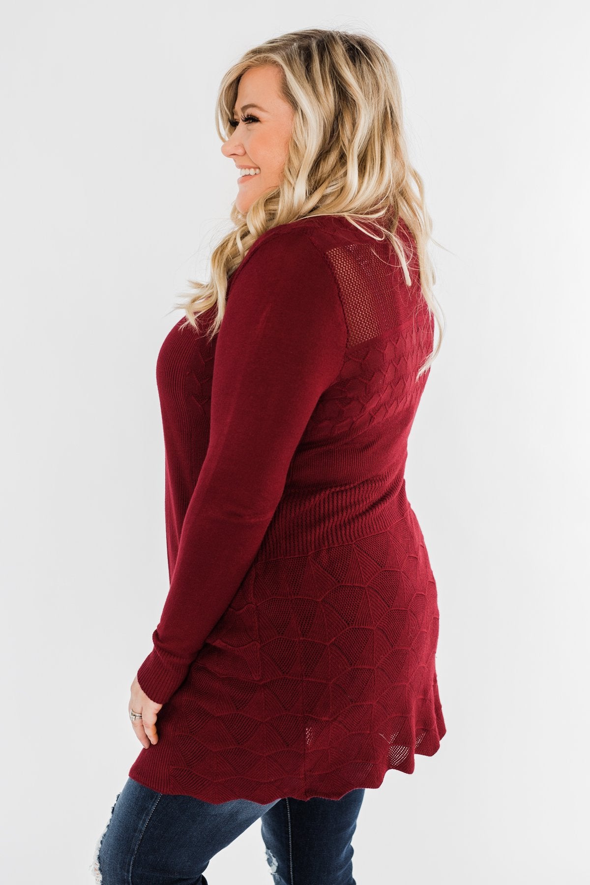 Lots of Love Knit Cardigan- Burgundy