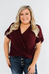 Cold Shoulder Wrap Blouse- Wine