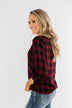 Dear Darling Plaid Top- Deep Burgundy