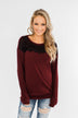 Show Stopper Black Lace Top- Burgundy