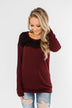 Show Stopper Black Lace Top- Burgundy