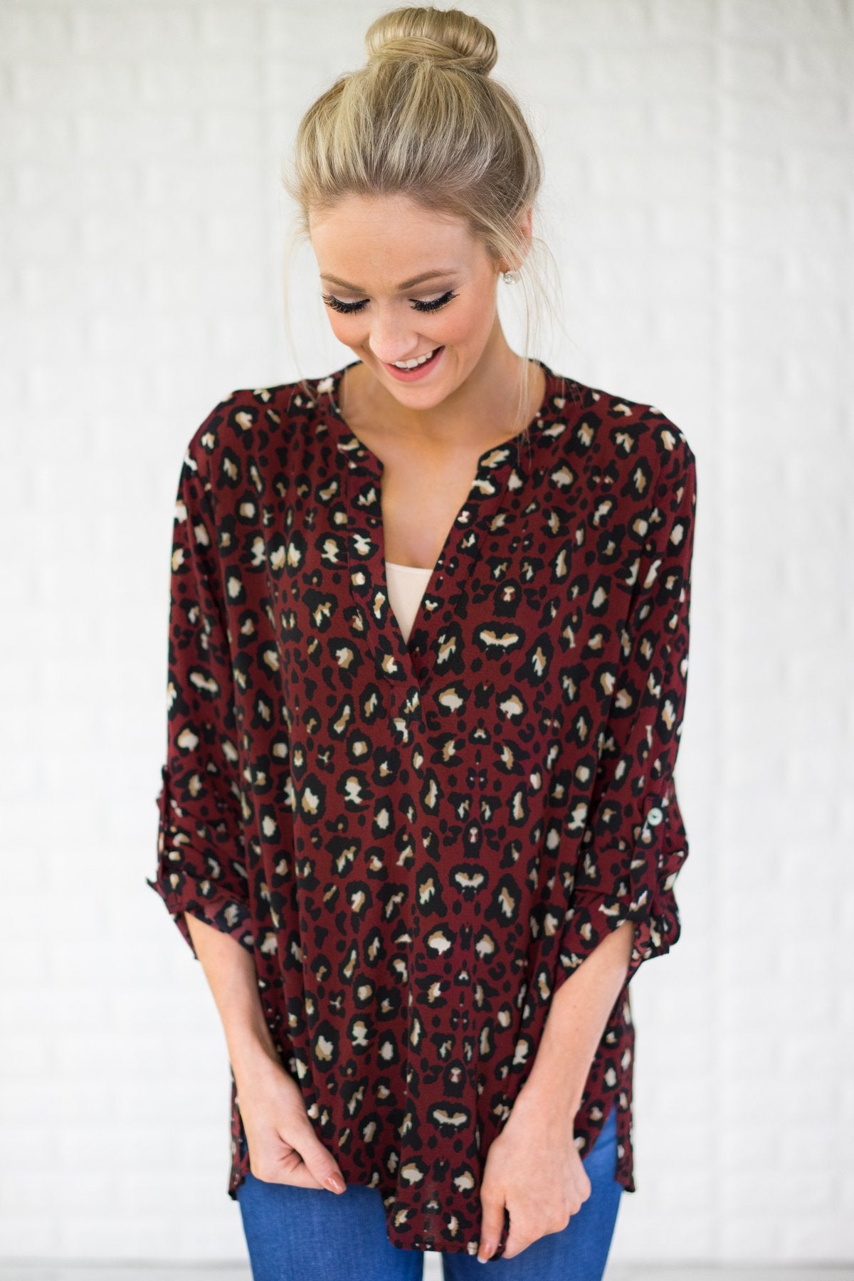 Dangerous Games Leopard Top ~ Maroon