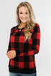 On My Mind Button Detail Top- Buffalo Plaid