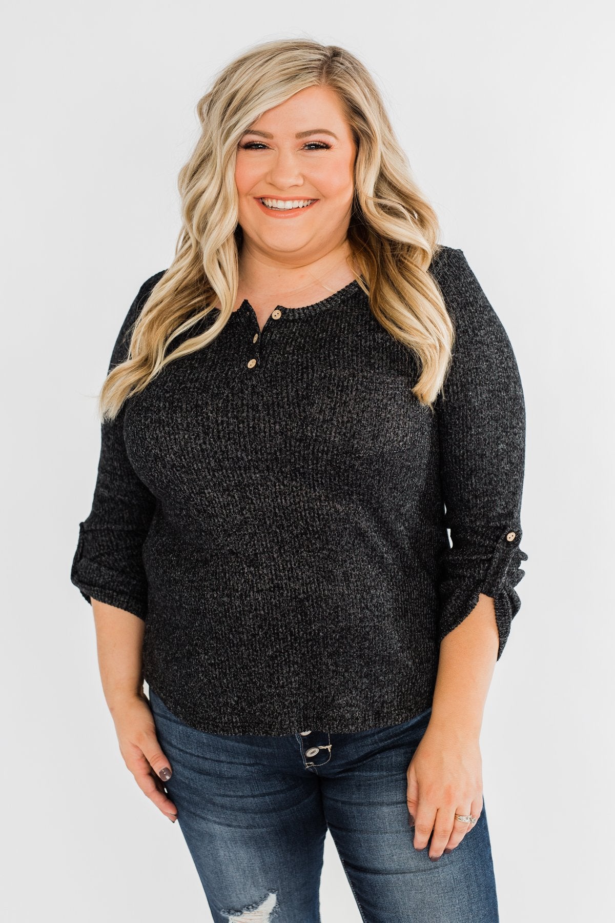 Starry Nights Ribbed Pocket Top- Black
