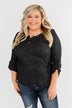 Starry Nights Ribbed Pocket Top- Black