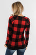 On My Mind Button Detail Top- Buffalo Plaid
