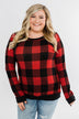 On My Mind Button Detail Top- Buffalo Plaid