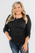 Starry Nights Ribbed Pocket Top- Black