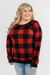 On My Mind Button Detail Top- Buffalo Plaid