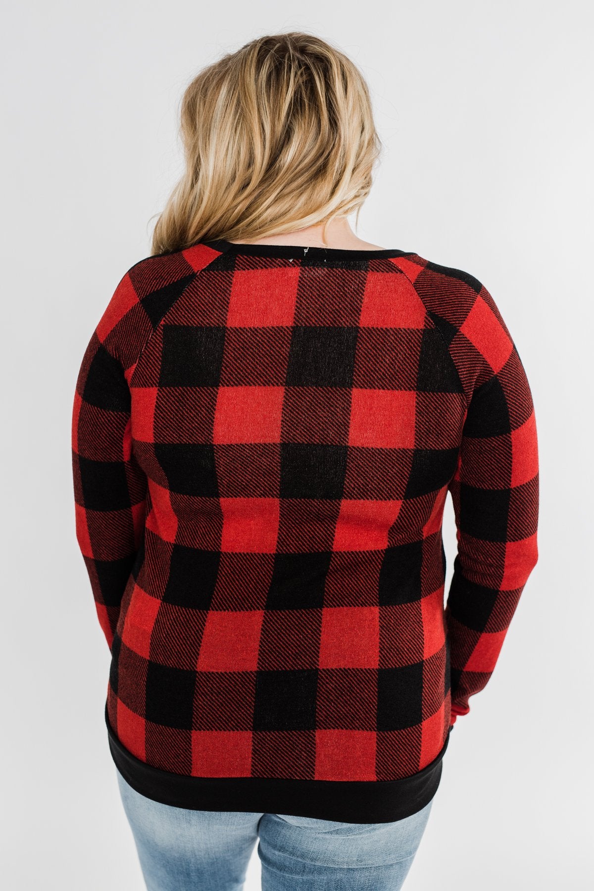 On My Mind Button Detail Top- Buffalo Plaid