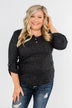 Starry Nights Ribbed Pocket Top- Black