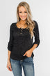 Starry Nights Ribbed Pocket Top- Black