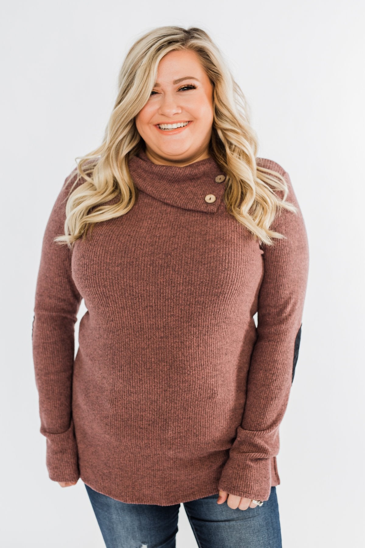 Moments Like This Knit Button Top- Dark Mauve