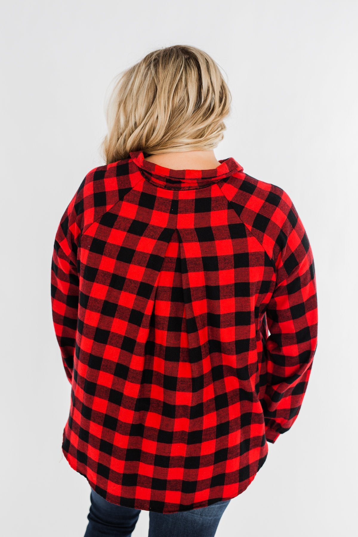 Takes Me Back Front Tie Plaid Top- Buffalo Plaid
