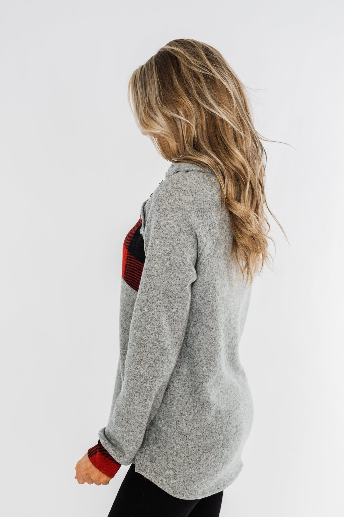 Forever Together Pullover- Buffalo Plaid & Heather Grey