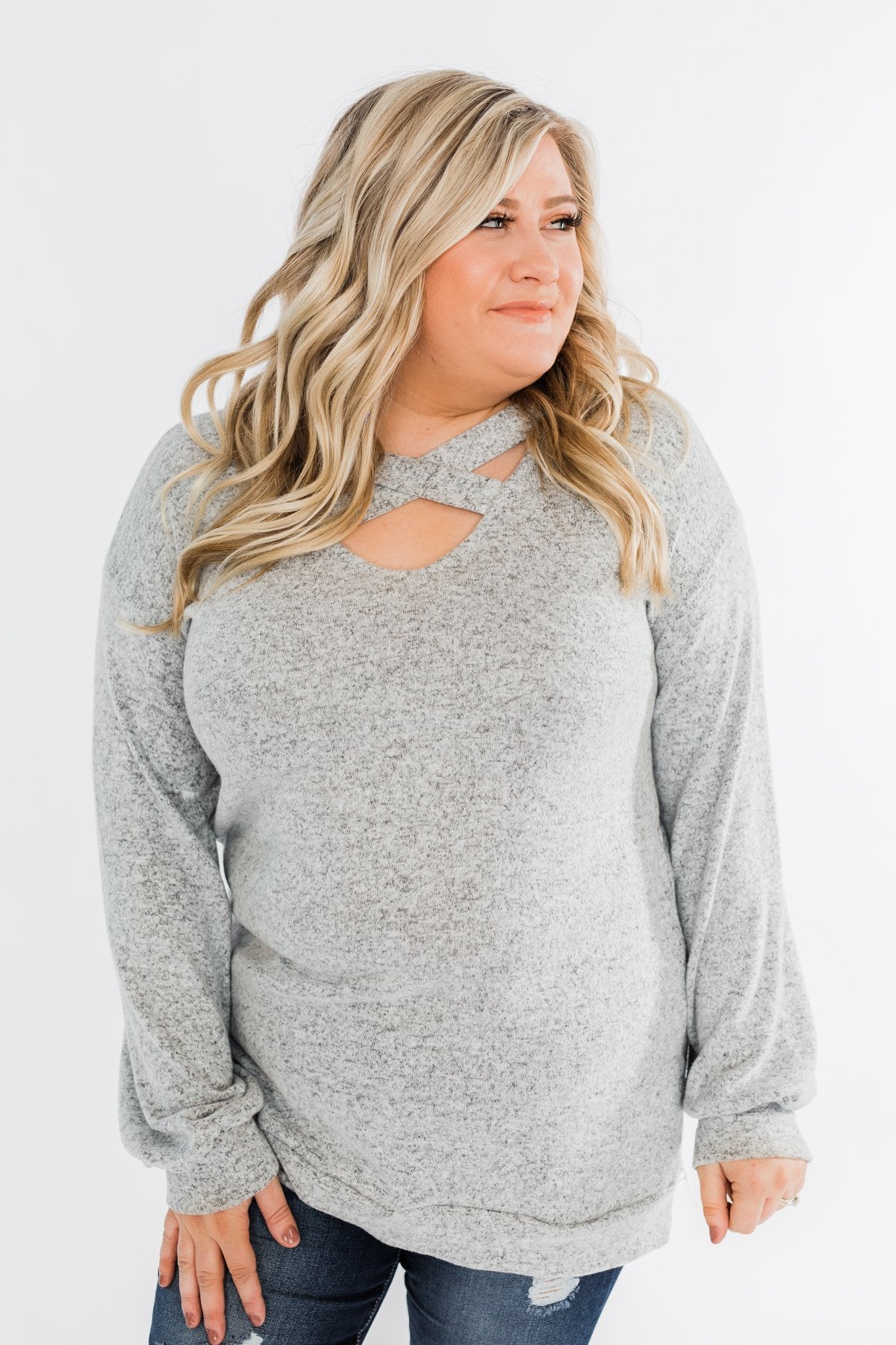 Dance The Day Away Criss Cross Top- Heather Grey