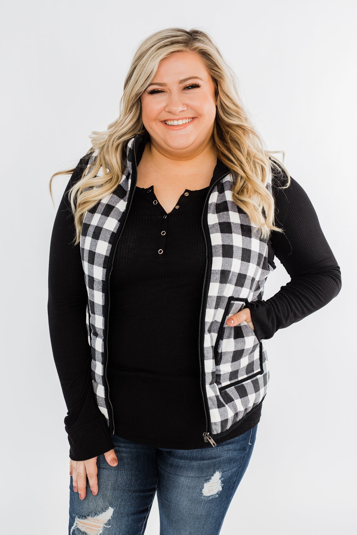 Keep It Cool Vest- White Buffalo Plaid