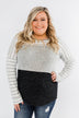 Adore Me Color Block Top- Ivory, Heather Grey, & Charcoal