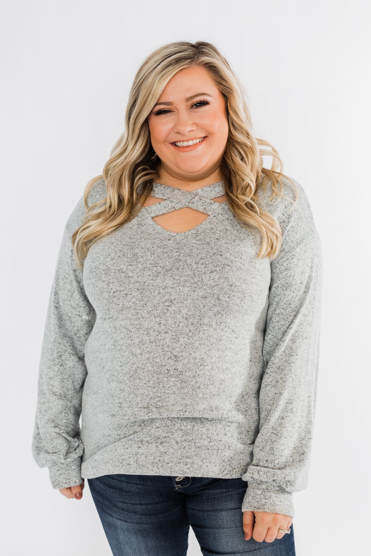 Dance The Day Away Criss Cross Top- Heather Grey